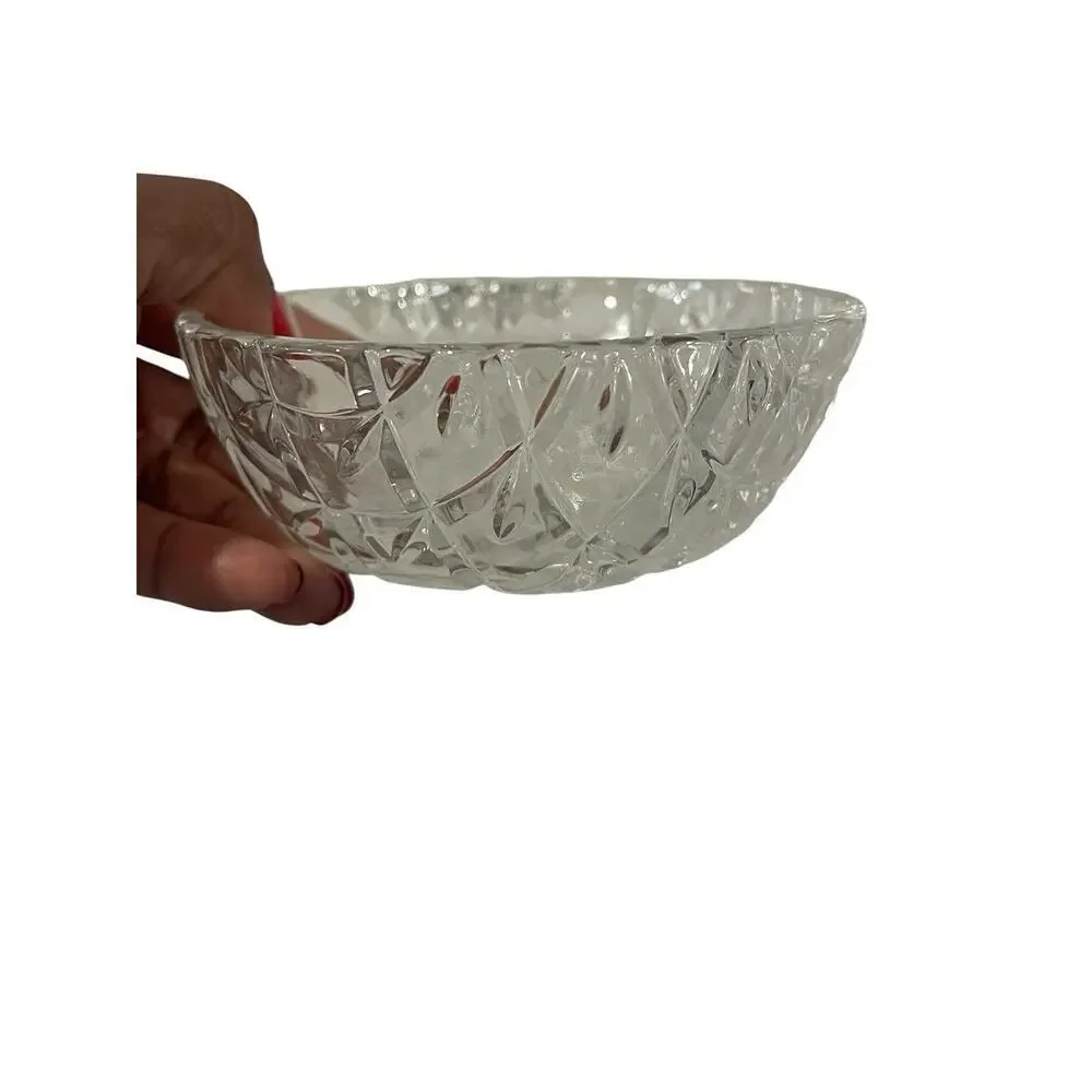 Vintage Glass Pineapple Bowl Diamond Cut Pattern Trinket Dish Jewelry Dish